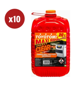 10 taniche da 20 litri di combustibile liquido 'toyotomi clear' - totale di 200 litri