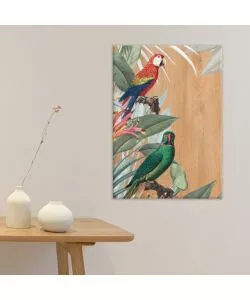 Quadro in legno "red & green parrot", 47x67 cm