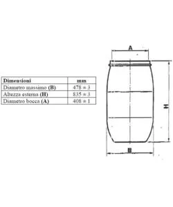 Fusto in plastica ad apertura totale, capacit 120 litri