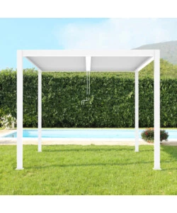 Gazebo pergola bioclimatica da esterno bianca in alluminio - 3x3x2,5 m