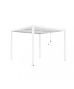 Gazebo pergola bioclimatica da esterno bianca in alluminio - 3x3x2,5 m