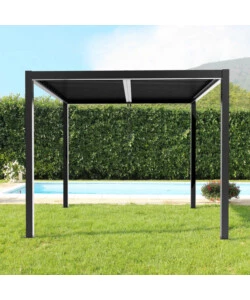 Gazebo pergola bioclimatica da esterno grigio scuro in alluminio - 3x3x2,5 m