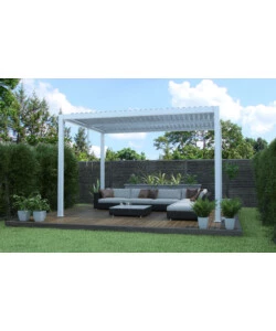 Gazebo pergola bioclimatica da esterno bianca in alluminio - 3x4 m