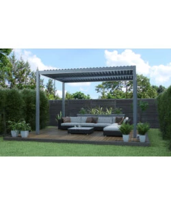 Gazebo pergola bioclimatica da esterno antracite in alluminio - 3x4 m