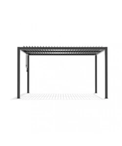 Gazebo pergola bioclimatica da esterno antracite in alluminio - 3x4 m