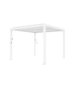 Gazebo pergola bioclimatica da esterno bianca in alluminio - 4x4 m