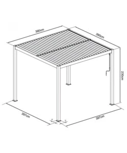 Gazebo pergola bioclimatica da esterno antracite in alluminio - 4x4 m