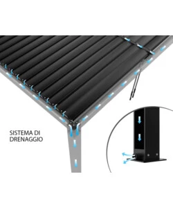 Gazebo pergola bioclimatica da esterno addossata antracite in alluminio - 3x4 m