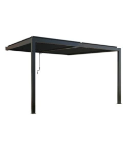 Gazebo pergola bioclimatica da esterno addossata antracite in alluminio - 4x4 m