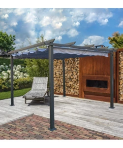 Gazebo pergola da esterno euro garden "daiana" in acciaio colore grigio, 3x3 m