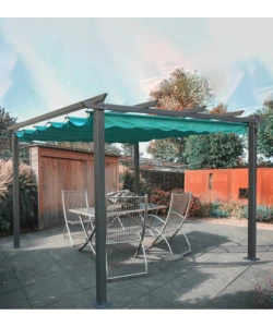 Gazebo pergola da esterno euro garden "daiana" in acciaio colore verde, 3x3 m