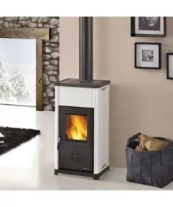 Stufa a legna la nordica + extraflame "tea" bianco 6,6 kw