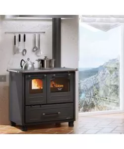 Cucina a legna la nordica + extraflame "family 4.5" antracite 7,5 kw