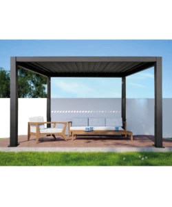 Pergola bioclimatica euro garden "atena" in alluminio colore grigio antracite, 3x3x2,5 metri