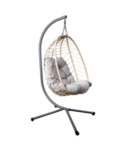 Poltrona sospesa da esterno pieghevole eurogarden in metallo e pe rattan colore grigio, 92x65x110 cm