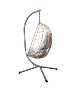 Poltrona sospesa da esterno pieghevole eurogarden in metallo e pe rattan colore grigio, 92x65x110 cm