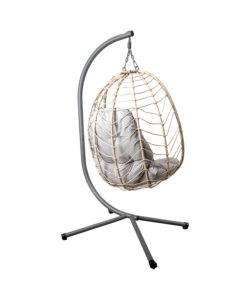 Poltrona sospesa da esterno pieghevole eurogarden in metallo e pe rattan colore grigio, 92x65x110 cm