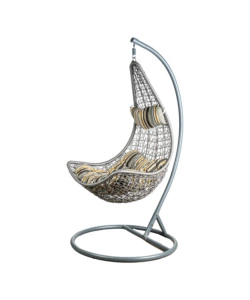 Poltrona sospesa da esterno eurogarden in metallo e pe rattan con cuscino fantasia a righe , 105x78x196 cm