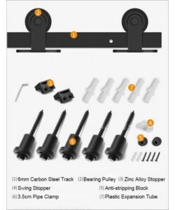 Binario e kit di montaggio per porta scorrevole, 2 mt
