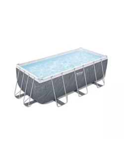 Piscina fuori terra rettangolare bestway "power steel frame" effetto marmo 412x201x122 cm con pompa + scala + chemconnect - cod. 56722-new