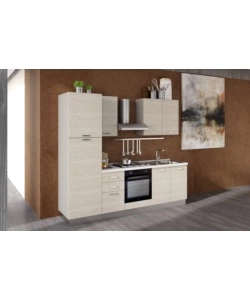 Composizione cucina completa ares con lavello a destra e piano cottura a gas, 255x60x216 cm