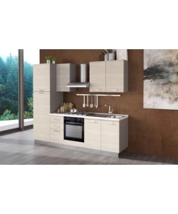 Composizione cucina completa ares con lavello a destra e piano cottura a gas, 255x60x216 cm