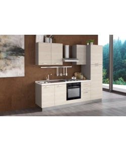 Composizione cucina completa ares con lavello a sinistra e piano cottura a gas, 255x60x216 cm