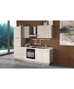 Composizione cucina completa ares con lavello a destra e piano cottura ad induzione, 255x60x216 cm