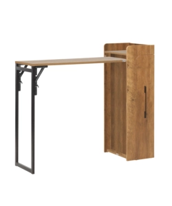 Banco bar porta bottiglie con tavolo estraibile nero e legno scuro, 122x44,5x108 cm