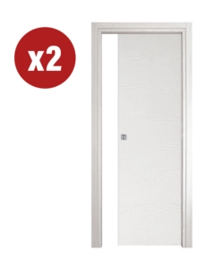 2 porte scorrevoli da interno frassino bianco, 80x210 cm