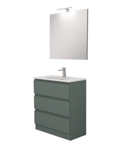 Mobile bagno da terra 'leonardo' 3 cassetti verde salvia, 78x39,5x85 cm