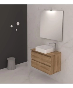 Mobile bagno "leonardo" rovere con lavello ad appoggio, 78x40x50 cm