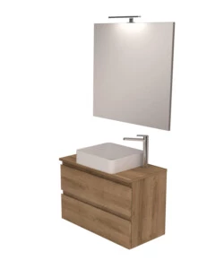 Mobile bagno 'leonardo' rovere con lavello ad appoggio, 78x40x50 cm