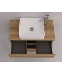 Mobile bagno "leonardo" rovere con lavello ad appoggio, 78x40x50 cm