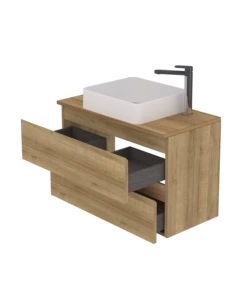 Mobile bagno "leonardo" rovere con lavello ad appoggio, 78x40x50 cm