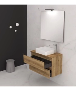 Mobile bagno "leonardo" rovere con lavello ad appoggio, 78x40x50 cm