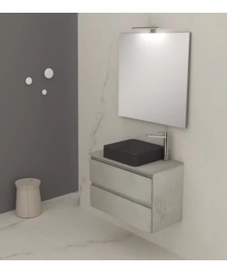 Mobile bagno "leonardo" cemento con lavello ad appoggio, 78x40x50 cm