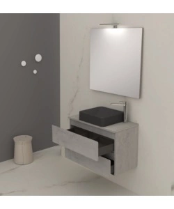 Mobile bagno "leonardo" cemento con lavello ad appoggio, 78x40x50 cm