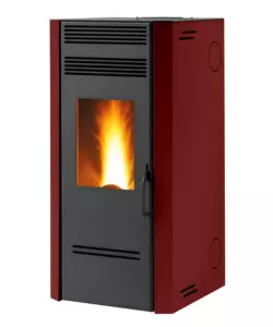 Stufa a pellet ventilata e canalizzata caris 'bluma' bordeaux 7,1 kw