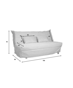 Divano letto 2 posti bellahome 'frank' colore grigio, 160x96x92 cm