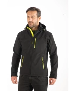 Giacca da lavoro soft shell wrk 'wrk502' colore nero con cappuccio, tg xl