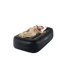 Materasso singolo autogonfiante intex "airbed dura-beam pillow rest raised" colore blu scuro, 99x191x42 cm