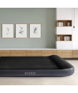 Materasso ad una piazza e mezza autogonfiante intex "airbed dura-beam pillow rest classic" colore blu scuro, 137x191x25