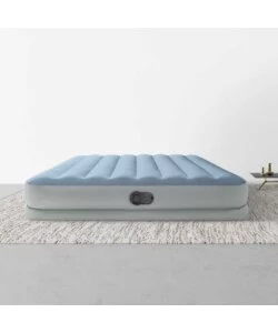 Materasso matrimoniale gonfiabile intex "airbed dura-beam mid-rise comfort" colore azzurro chiarocon pompa usb, 152x203x36 cm