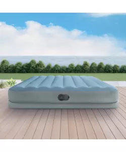 Materasso matrimoniale gonfiabile intex "airbed dura-beam mid-rise comfort" colore azzurro chiarocon pompa usb, 152x203x36 cm