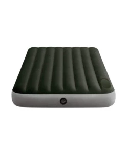 Materasso ad una piazza e mezza gonfiabile intex "airbed dura-beam standard downy" colore verde scuro con pompa a pedale, 137x191x25 cm