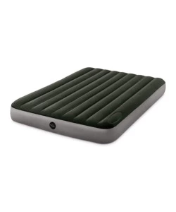 Materasso matrimoniale gonfiabile intex "airbed dura-beam standard downy" colore verde scuro con pompa a pedale, 152x203x25 cm