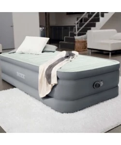 Materasso singolo autogonfiante intex "airbed dura-beam premaire i" colore grigio chiaro e pompa integrata, 99x191x46 cm