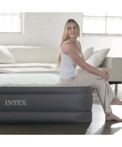 Materasso piazza e mezza autogonfiante intex "airbed dura-beam premaire i" colore grigio chiaro con pompa integrata, 137x191x46