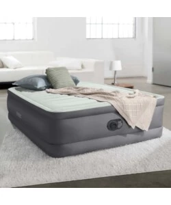 Materasso piazza e mezza autogonfiante intex "airbed dura-beam premaire i" colore grigio chiaro con pompa integrata, 137x191x46